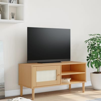 vidaXL - Tv-meubel - SENJA - 106x40x49 - cm - rattan - massief - grenenhout - bruin