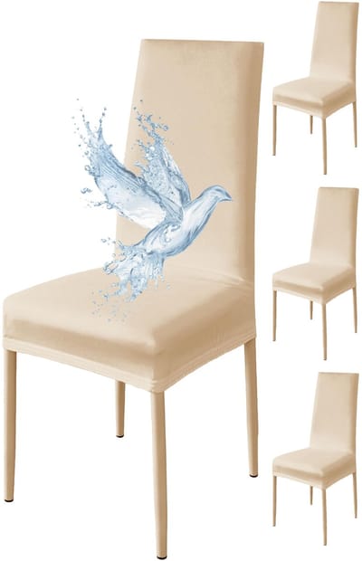 Stoelhoes, 4 stuks, waterdicht, eetkamerstoelhoes, rekbare stoelhoes, universeel, eenvoudig aan te brengen, gemakkelijk te reinigen (beige, 4 stuks)