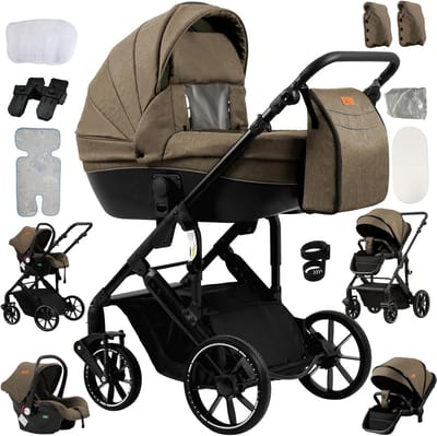 4-in-1 Kinderwagen met Omkeerbare Duwstang en Opvouwbaar Frame