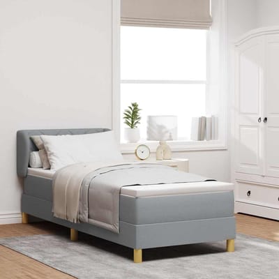 vidaXL - Boxspring - bed - met - hoofdeinde - Lichtgrijs - 80 - x - 200 - cm - Stof