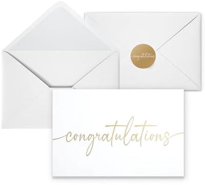 Minimalistische Gefeliciteerd Kaarten met Enveloppen en Stickers - Bulkverpakking van 20 stuks - 10 x 15 cm voor Zaken, Afstuderen en Bruiloften