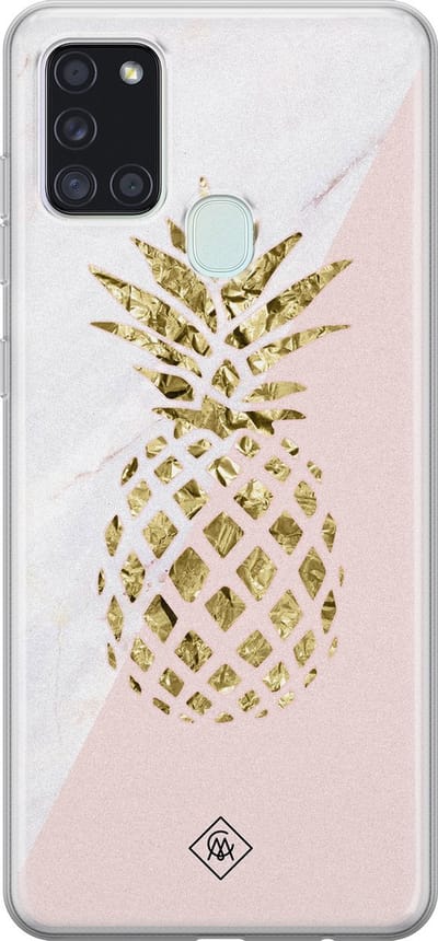 Casimoda® hoesje - Geschikt voor Samsung A21s - Ananas - Backcover - Siliconen/TPU - Blauw