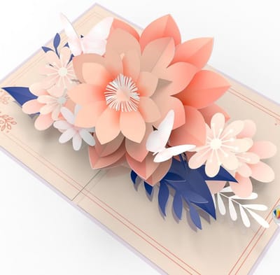 Pop-up Verjaardagskaart 3D Bloemen & Vlinders | Cadeaukaart voor Moederdag, Jubileum of Valentijn