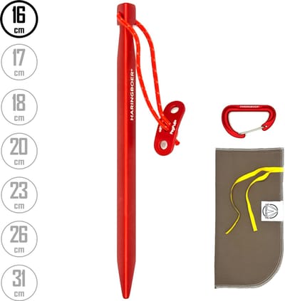 Tentharingen Aluminium 16 cm - 12x Grondpennen voor Tent met PegPull® - Incl Haringzak & Carabiner - Haringboer®