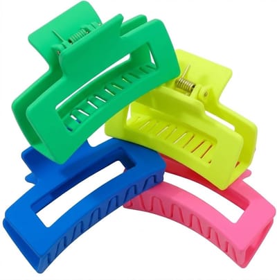 Set van 4 matte haar clips – multicolor – dames – kunststof haar klemmen – grote open rechthoek vorm – stevige grip – haar accessoires