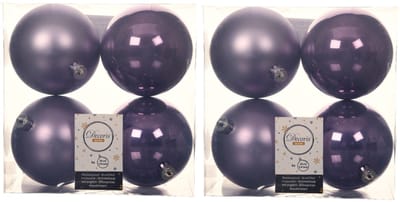 Decoris grote kerstballen - 16x st - lila paars - 10 cm - kunststof - kerstversiering
