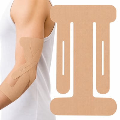BOTC Elleboog Kinesiologietape - 10 Stuks Voorgeknipte Sporttape - Spiertape voor Sport & Training - Beige