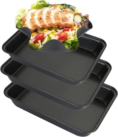 Rechthoekige ovenschaal met anti-aanbaklaag van koolstofstaal - inclusief tortilla-vormen - maten voor groot, medium, klein