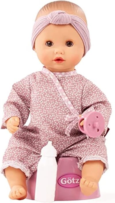 Badpop - Babypop - Baden en spelen - Drink- en potjesfunctie - 33 cm - Bruin