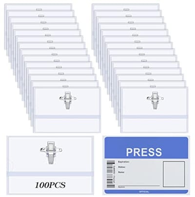 Transparante ID-kaarthouder - 100 stuks - Waterdicht - Horizontale Clip voor Kantoor, School en Conferenties (9 x 5,8 cm)