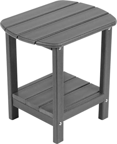 Adirondack bijzettafel - Tuinstafel kleine tafel - Buitenmeubilair - Dubbele opberglaag - 4394 cm hoog - Grijs