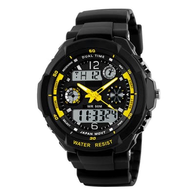Kinderhorloge - Analoog Digitaal – Chronograaf - Shockproof – Geel
