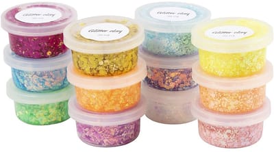 Glitter Clay Assorti – Glitter Boetseerklei – Zelfhardende Glitter Klei – 72x20 ml