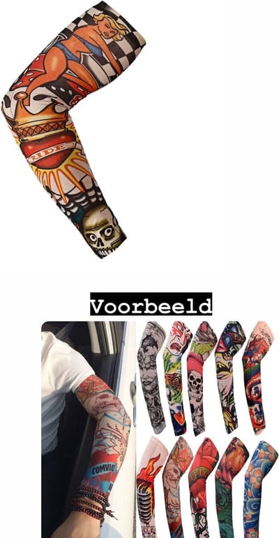 Akyol - tattoo sleeve - mouw tatoeage - skelet tattoo - 1 stuk - 1 mouw - vida loca - carnaval - halloween - feest -tattoe