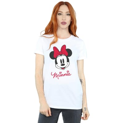 Disney Dames/Dames Minnie Mouse Gezicht Katoenen Vriendje T-shirt (Wit)