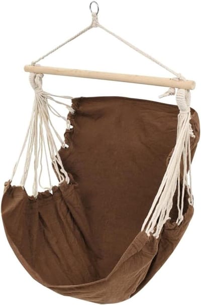 Hangmat - Schommelstoel Lounger - Ontspannen Buiten - Robuuste Hardhouten Stang - 185 x 125 cm - Bruin