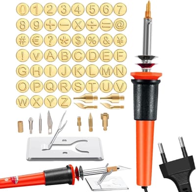 Houtbrandgereedschap Set - Graveer Tool - Gedetailleerd Artwork - Volledig Alfabet - 65 Delig - Unisex