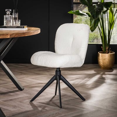 Set van 2 Draaibare Eetkamerstoelen Bouclé Lava - Zonder Armleuningen Taupe