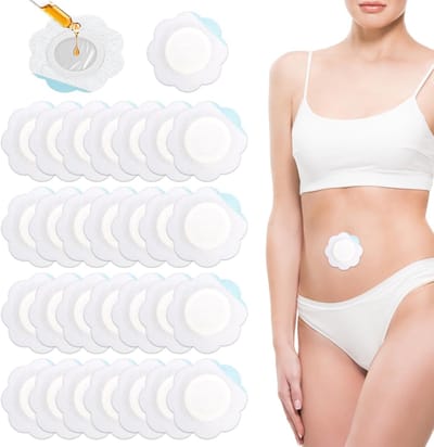 50st Zelfklevend Castor Olie Pack Navel - Organische Absorberende Spunlace Doek, Compress Patches Geen Wassing (Olie Niet Inbegrepen)
