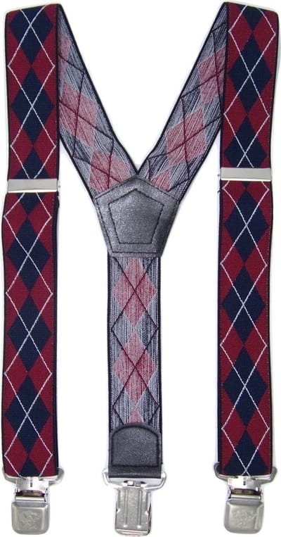Bretels Rood/Wit/Blauw ruit met stevige sterke brede stalen clips