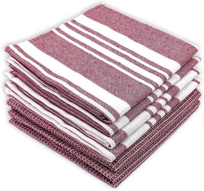 Keukenhanddoeken Set - Theedoeken Wafel - Keukenwerk - Optimale Absorptie - 60 x 40 cm - Aards Karmozijnrood
