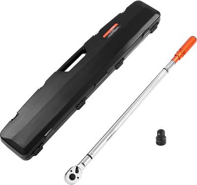 Klik-Type Momentsleutel, 3/4 Inch Aandrijving 136-814 N.M, Twee-Weg Momentsleutelset met Dual-Range Schalen, 48 Tanden ±3 % Hoge Precisie Gelegeerd Staal voor Autoreparatie Oranje