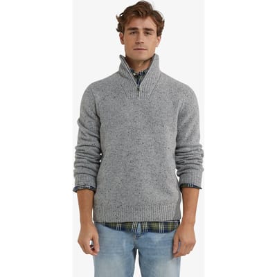 McGregor Zip Mock Fishermans Sweater Medium Grey Melange Size: 3XL | Sweaters Outlet | Heren | Grijs