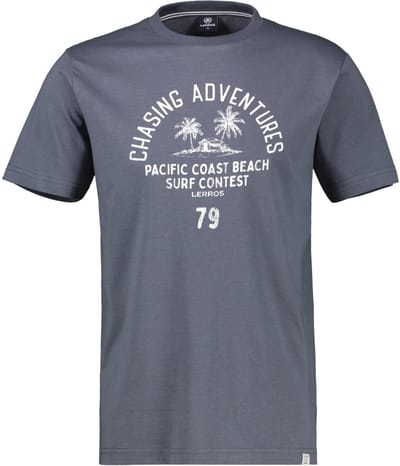 LERROS Zomers T-shirt van katoen met ronde hals, grote maten , Maat: 3XL , Kleur: LAVA GREY , 100% katoen