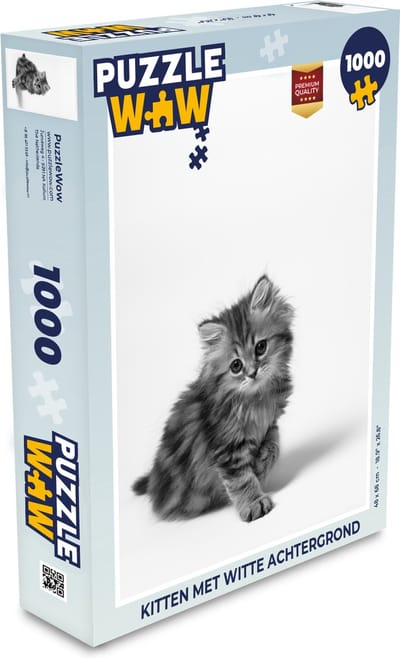 Puzzel Kitten met witte achtergrond - Legpuzzel - Puzzel 1000 stukjes volwassenen