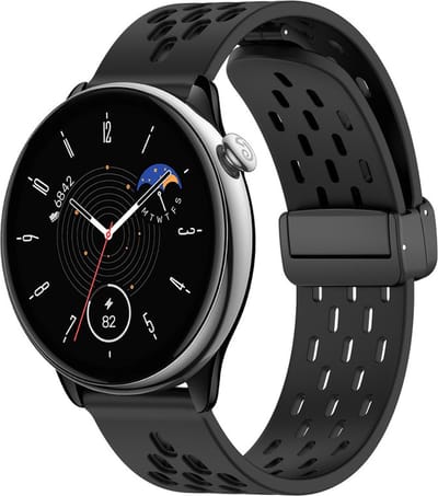 Siliconen bandje - geschikt voor Garmin Venu (2 Plus) / Venu SQ (2) / Vivomove (Style - Sport) / Vivoactive 3 / 5 / 6 / Forerunner 55 / 165 / 245 / 645 / 570 - 42mm - zwart