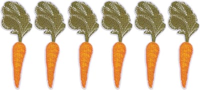 Set van 6 Wortel Borduur Patches, Leuke Groente Appliqués voor Kinderen, Ideaal voor Tassen, Jassen en Jeans DIY Badge