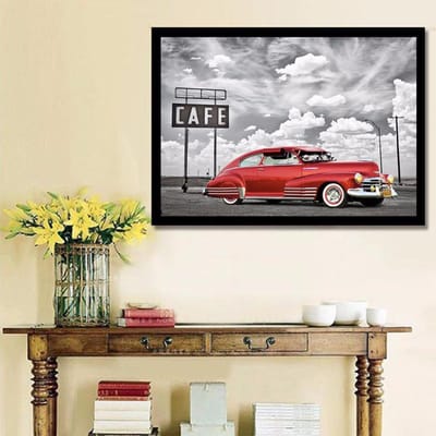 Diamant peinture point de croix course rouge voiture décor à la maison plein strass 5D diamant broderie 20X30CM gray
