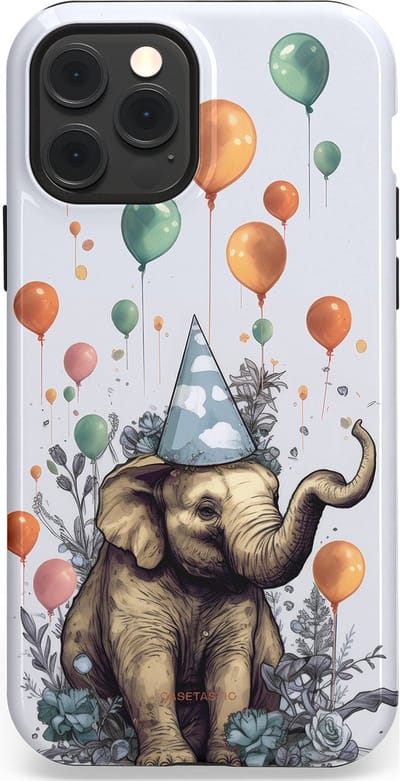 Casetastic Hoesje Geschikt voor Apple iPhone 12/12 Pro Magsafe - Stijlvolle Beschermende Duo-layer Case - Olifant Verjaardag