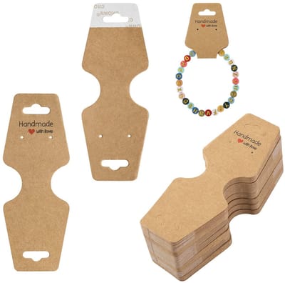Dailygoods- Display Kaarten 100 Stuks - Zelfklevende Oorbelkaarten - Sieraden Verpakking - Armband/oorbel - Kraftpapier - 12 cm x 4,3 cm - Sieradenkaarten