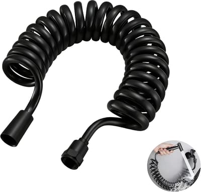 SnelShoppen - Spring Shower Hose Black 300 cm Flexibele Telescopische Douche Slang voor Bidet, Douche en Sprayer, Eenvoudige Installatie voor Badkamer