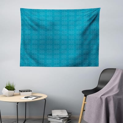 ABAKUHAUS Blauw Mandala Tapijt, Oosterse bloemblad, Woonkamer Slaapkamer Wanddoek Zijdezacht Satijn Tapijt, 150 x 100 cm, Zeeblauw en Aqua
