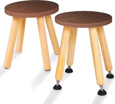 Houten Kinderkruk Set van 2 met Verstelbare Poten - Stapelbaar en Multifunctioneel