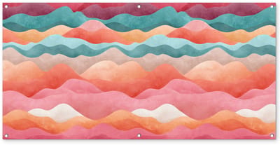 Tuinposter 160x80 cm - Tuindecoratie Golven - Kleurrijk - Abstract - Poster voor in de tuin - Buiten decoratie - Schutting tuinschilderij - Tuindoek muurdecoratie - Wanddecoratie balkondoek