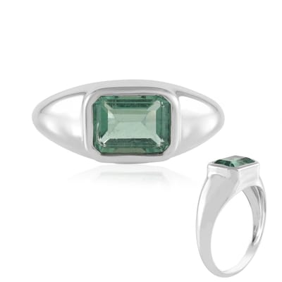 Cavill - Zilveren ring met groene fluoriet 1,872 ct - 925 sterling zilver geplatineerd - Octagonaal geslepen - Elegant en modern design