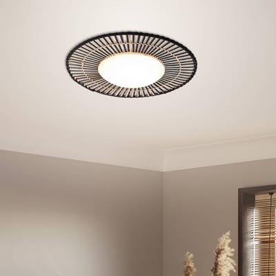 Anne Lighting - plafonniere - Aura - zwart - bamboe glas hout - Ø 50cm - LED - 3866ZW