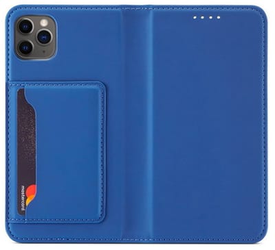 geschikt voor iPhone 12 Pro Max Wallet Hoesje met Magneetsluiting - Telefoonhoesje met vakjes voor pasjes - Ingebouwde Standaard - Magnetic Fashion Wallet Case geschikt voor iPhone 12 Pro Max Blauw
