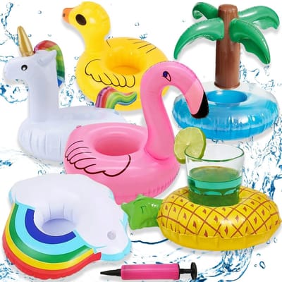 Dailygoods - Drankhouders voor Zwembad - 6 Stuks, Opblaasbare Flessenhouder