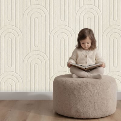 Wandpaneel vilt, poortjes, licht beige - 2950 x 1200 mm | 9mm dik | Verbetert de akoestiek | Eenvoudige montage | Wanddecoratie