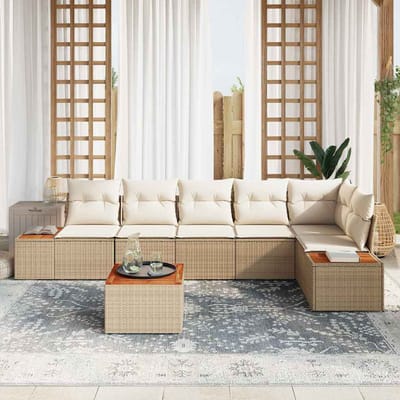 vidaXL - Tuinbank - Set - 6 - st - 6-Aantal - zitplaatsen - Beige - en - Crème
