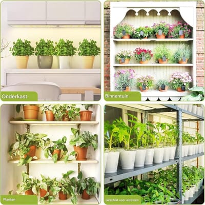 GELLDG 4 Stuks Groeilampen - LED Volledig Spectrum Plantenlamp - 540 LEDs met Instelbare Heldere Timer - Geschikt voor Kamerplanten en Binnenteelt - Metaal Behuizing - 10 Helderheidsniveaus
