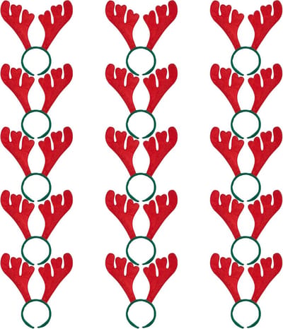 15 Kerst Felt Hoofdbanden met Herten Antlers - Feestelijke Kostuum Accessoires voor Kerstmis en Feestjes - 33 x 30cm