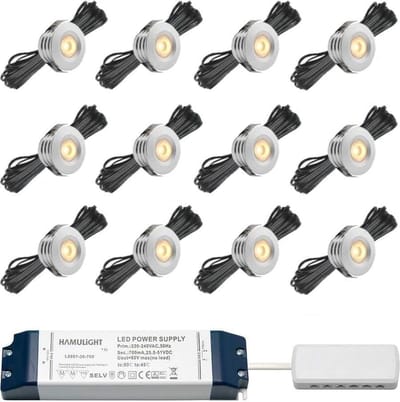 LED veranda inbouwspots Pals bas inclusief trafo - 3W / dimbaar / inbouwspot / terrasoverkapping / overkapping / warm wit / rond / 230V / IP44 / set van 12 stuks