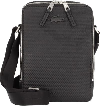 LACOSTE Leren Schoudertas Chantaco Vertical Camera Bag Noir Zwart