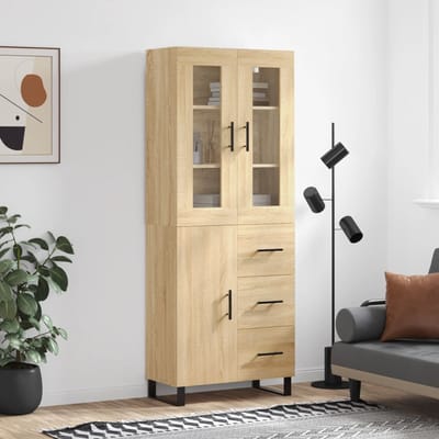 vidaXL - Hoge - kast - 69,5x34x180 - cm - bewerkt - hout - sonoma - eikenkleurig