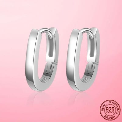 Duidelijke CZ Oorbel Vrouw 925 Zilver Hart Geometrie Vorm Hoepel Oorbellen voor Vrouwen Bruiloft Verloving Fijne Sieraden Cadeau white